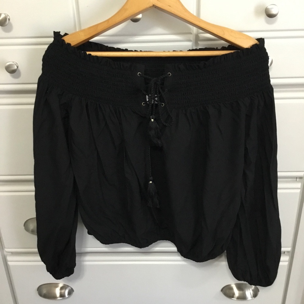 SUN & SHADOW Long Sleeve Off Shoulder Lace Up Pirate Larp Peasant Top S